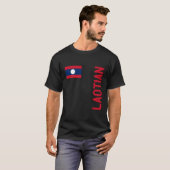 ラオス国旗とラオスのルーツ Tシャツ (正面フル)