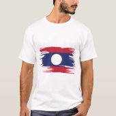 ラオス国旗のブラシアート Tシャツ (正面)