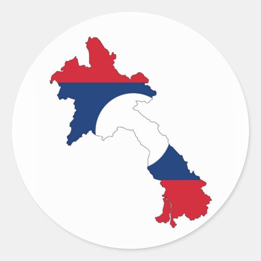 ラオス国旗の地図シルエット記号 ラウンドシール (正面)