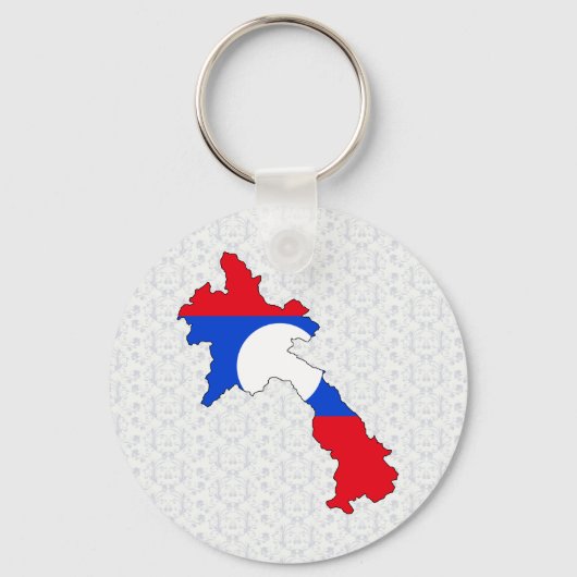 ラオス国旗の地図フルサイズ キーホルダー (正面)