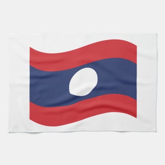 ラオス国旗の波 キッチンタオル (横)