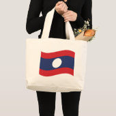 ラオス国旗ウェーブ ラージトートバッグ (正面(商品))