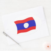 ラオス国旗ステッカー 楕円形シール (封筒)
