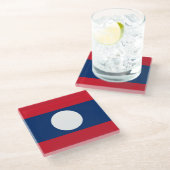 ラオス国旗 ガラスコースター (アングル)