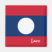 ラオス国旗&ラオス旅行,休日/スポーツ マグネット (正面)