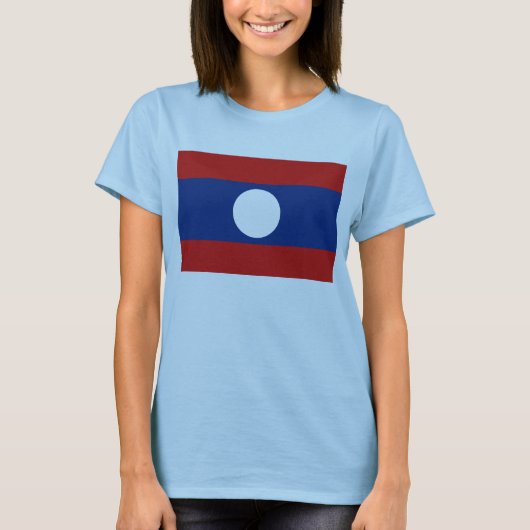 ラオス国旗x地図Tシャツ Tシャツ (正面)