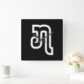 ラオス数7 / 7 / ໗ （ジェット/チェット）ラオス スクエア壁時計 (ホーム)