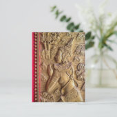 ラオス飾仏教寺院のゴールデンドアアート ポストカード (スタンド正面)