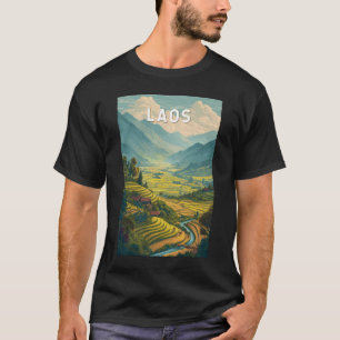 ラオス イラスト 旅行 アート ヴィンテージ Tシャツ