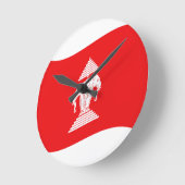 ラオス・エラワン三頭象フラッグウェーブ ラウンド壁時計 (傾斜)