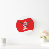 ラオス・エラワン三頭象フラッグウェーブ ラウンド壁時計 (ホーム)