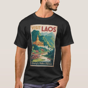 ラオス プラタートルアン イラスト 旅行アート Tシャツ
