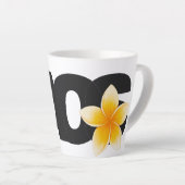 ラオス ラブ フランジーパニー 花 白と黒 カフェラテマグ (右アングル)