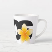 ラオス ラブ フランジーパニー 花 白と黒 カフェラテマグ (右)