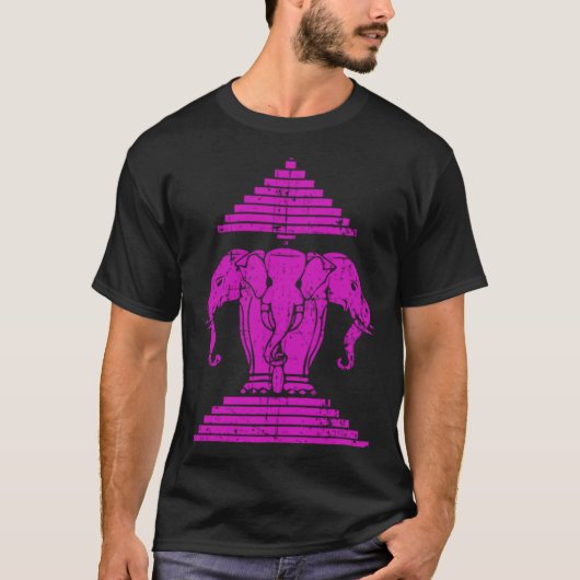 ラオス 三頭の象 エラワン ラオス サバイディー Tシャツ (正面)