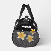 ラオス 愛 フランジーパニーの花 白 黒 ダッフルバッグ (右)