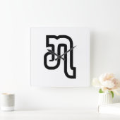 ラオスNo.7 / ໗ （ジェット/チェット）ラオス スクエア壁時計 (ホーム)