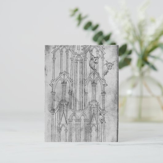 ラオンの大聖堂の塔の図 ポストカード (スタンド正面)