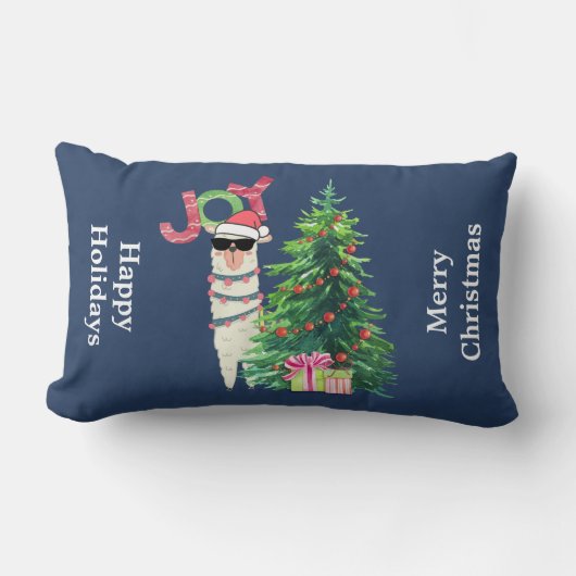 ラカッコいいマ |クリスマスツリーとプレゼント ランバークッション (正面)