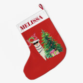 ラカッコいいマ |クリスマスツリーとプレゼント ラージクリスマスストッキング (裏面 (吊り時))