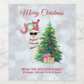 ラカッコいいマ |クリスマスツリーとプレゼント ワインラベル (シングルラベル)