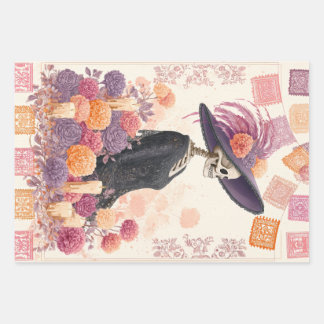 ラカトリーナスケルトンレディーデーの死んだデコデッページ ラッピングペーパーシート