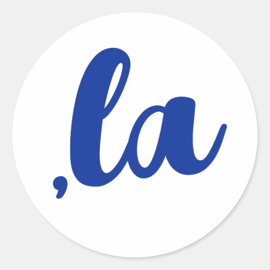 ,ラカマラコンマ発音ブルー文字 ラウンドシール (正面)