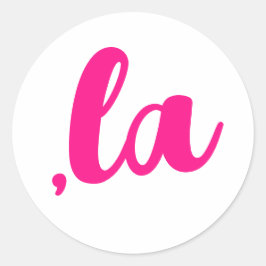 ，ラカマラコンマ発音ホットピンク文字 ラウンドシール