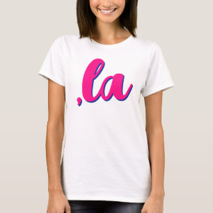 ，ラカマラコンマ発音ホットピンク文字w影 tシャツ