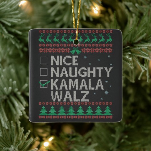 ラカマラハリス醜いクリスマスセーターの選挙 セラミックオーナメント (ツリー)