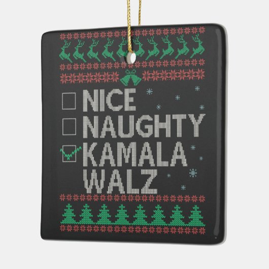 ラカマラハリス醜いクリスマスセーターの選挙 セラミックオーナメント (左)
