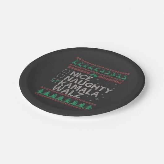 ラカマラハリス醜いクリスマスセーターの選挙 ペーパープレート (アングル)