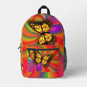 ラカラフルイツ飛んでいる金ゴールド蝶バックパック プリントバックパック (正面)