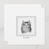 ラガマフィパーソナライズされたンキャットスケッチオンザフラット ノートカード (正面/裏面)