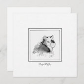 ラガマフィン猫の木炭スケッチ ノートカード (正面/裏面)