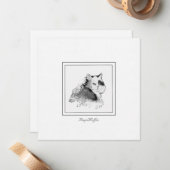 ラガマフィン猫の木炭スケッチ ノートカード (正面/裏面インサイチュ)