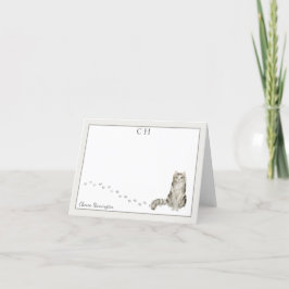 ラガマフィン猫 グレー ボーダー モノグラム 名前 折り畳み サンキューカード