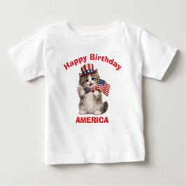 ラガムフィン子猫 (1i) 愛国的な子供用Tシャツ ベビーTシャツ