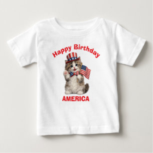 ラガムフィン子猫 (1i) 愛国的な子供用Tシャツ ベビーTシャツ