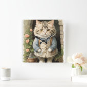 ラガムフィン猫 スクエア壁時計 (ホーム)