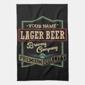 ラガーパーソナライズされたビールブルーイングCoラベルバーパブ キッチンタオル (縦)