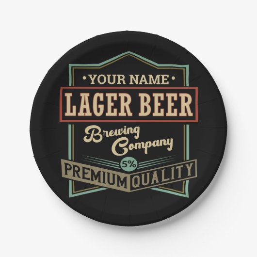 ラガーパーソナライズされたビールブルーイングCoラベルバーパブ ペーパープレート (正面)