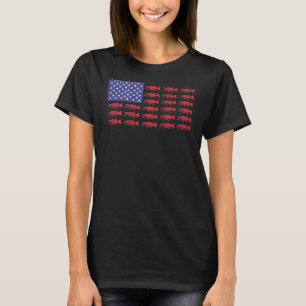 ラガーマウスベースヴィンテージアメリカ合衆国フィッシュアメリカン国旗Fis Tシャツ