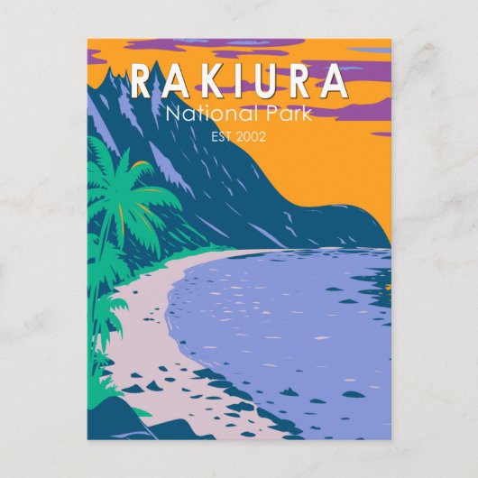 ラキウラ国立公園ニュージーランドヴィンテージ ポストカード (正面)