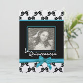 ラキンセアニェラ花とリボンブルー 招待状 (スタンド正面)