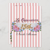 ラキンセアニェラ15th誕生日パーティーの招待 招待状 (正面/裏面)