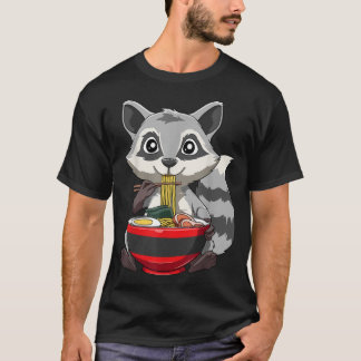 ラキ食べ物ーンのラーメンRACOON RAMEN BOWLラキーンNODL Tシャツ