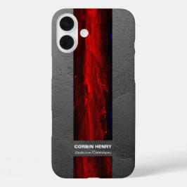 ラギッドレッドネーム抽象テクスチャー iPhone 16 PLUSケース
