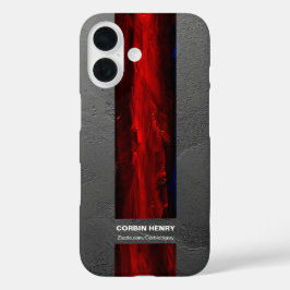 ラギッドレッドネーム抽象テクスチャー iPhone 16ケース