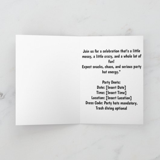 ラクおもしろいーンゴミ箱誕生日デザイン 招待状 (内部)